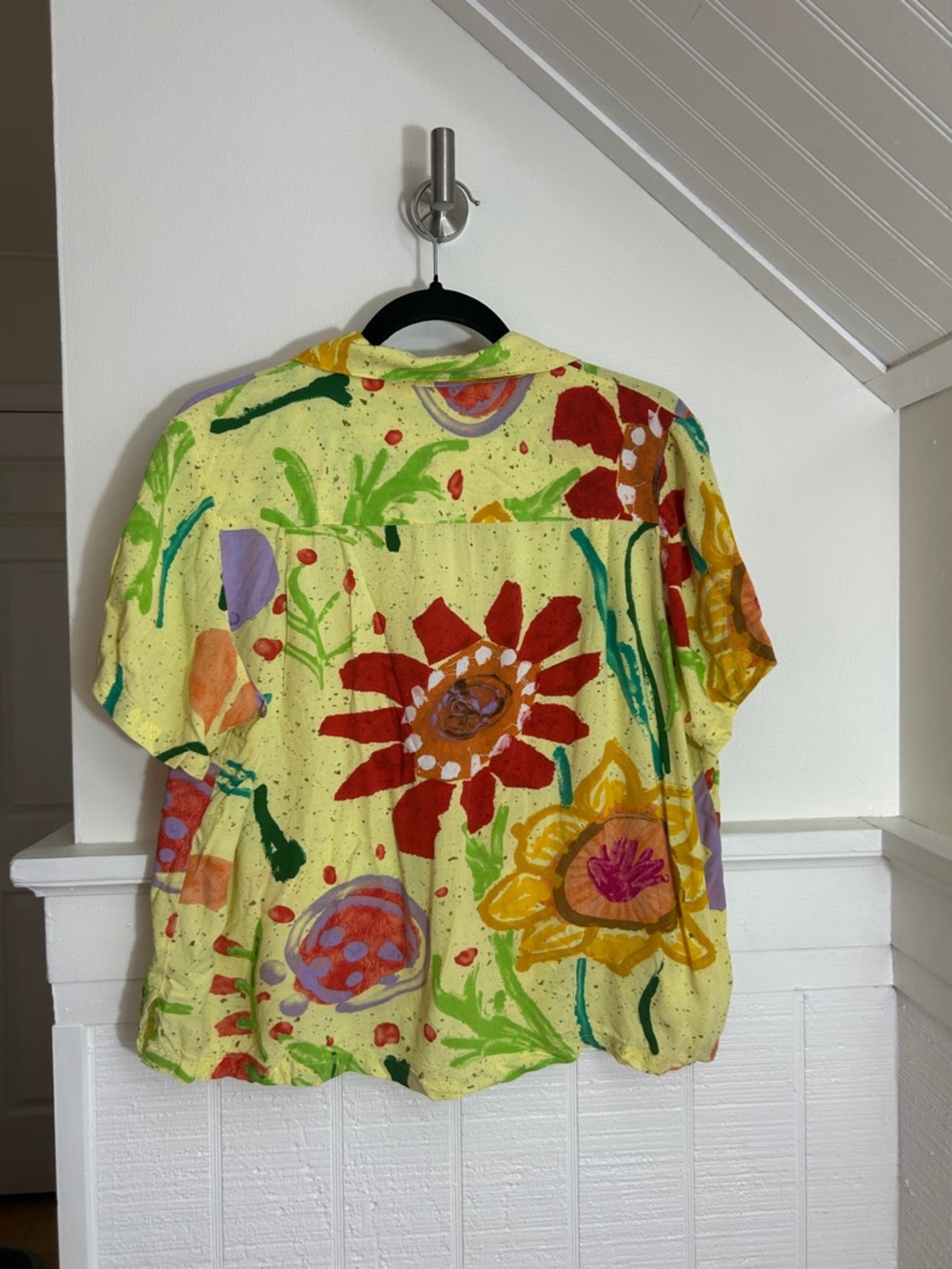 Jams World Vintage Yellow Chloe Hawaiian Floral Rayon Top size Large - Picture 6 of 7